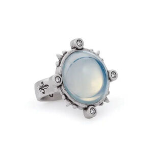 French Kande Ox Spiked Ring Silver White Mist statement cocktail size 8 new NWT